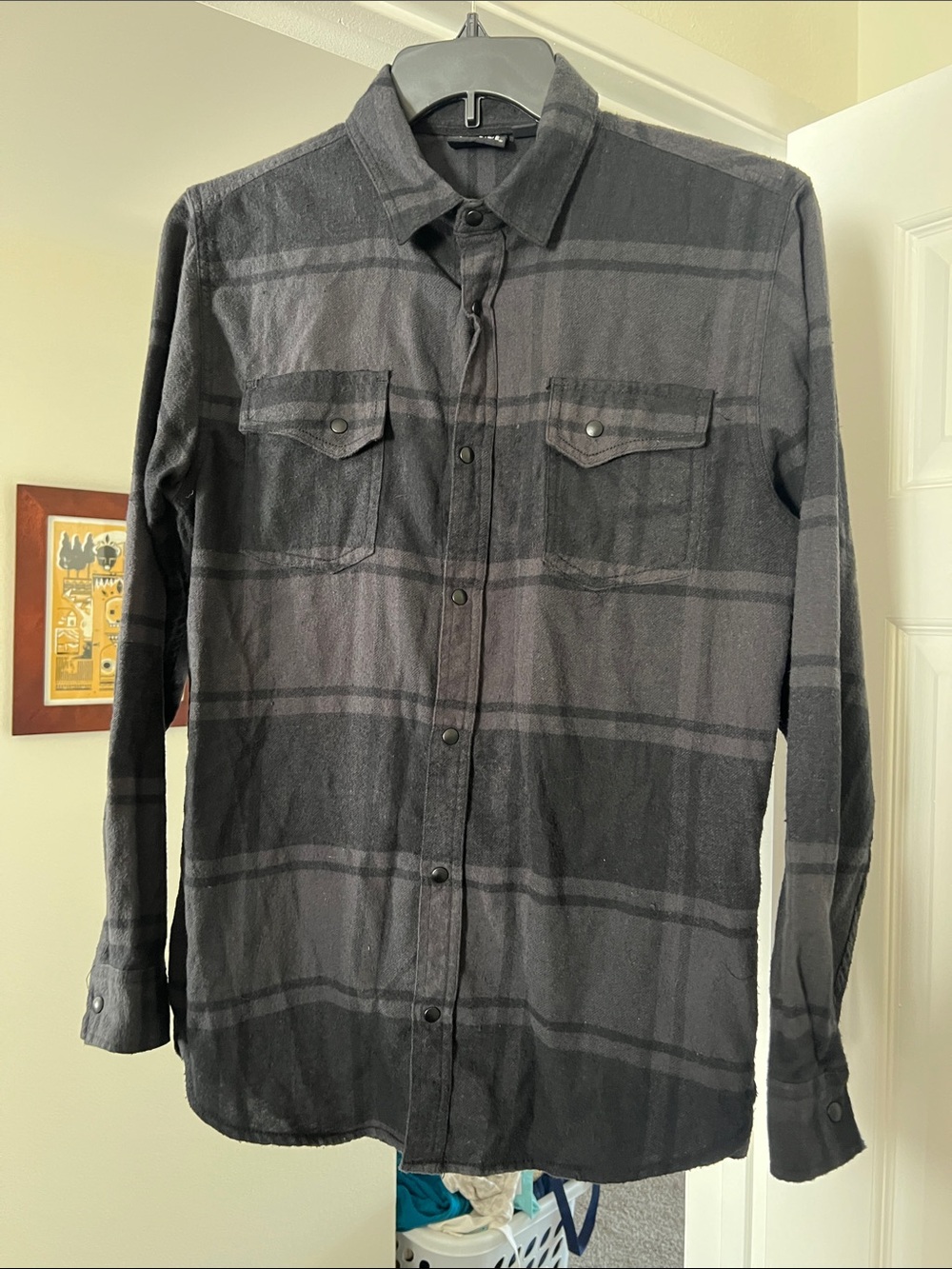 burnside Black snap button flannel